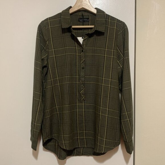 Zara Plaid Shirt Olive Green Extra Small - Great Condition - Picture 1 of 5